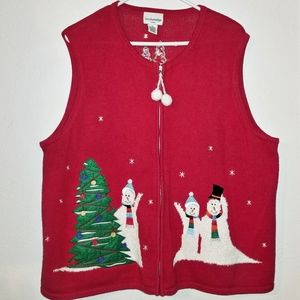 Breckenridge Snowmen Zip-Up Christmas Vest | Size 3X